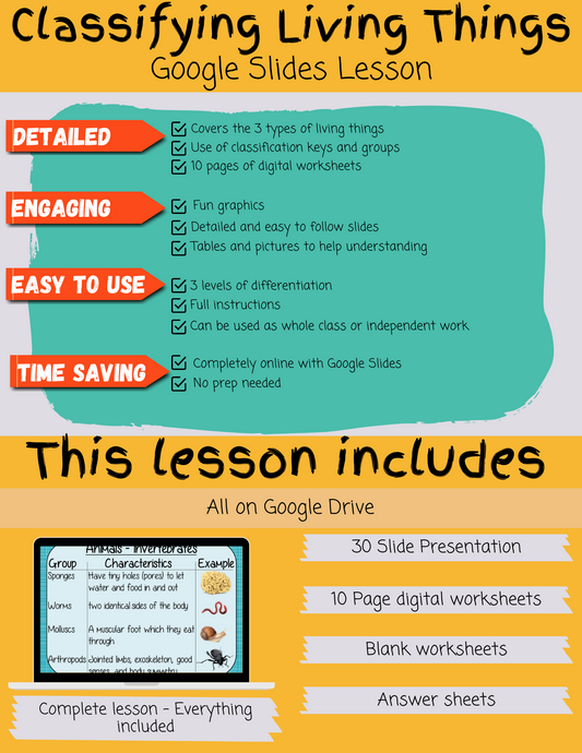 Classifying Living Things DIGITAL Lesson in Google Slides™