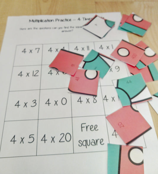 Christmas Themed Independent Multiplication Revision Sheets 4x No Prep independent revision activity for the four times tables. Children have to cut out and stick the correct answer to the question square, when the correct squares are all in place a christmas themed picture will be revealed. #teachmultiplication #revisemultiplication #fourtimestables #noprep #mathsworksheets