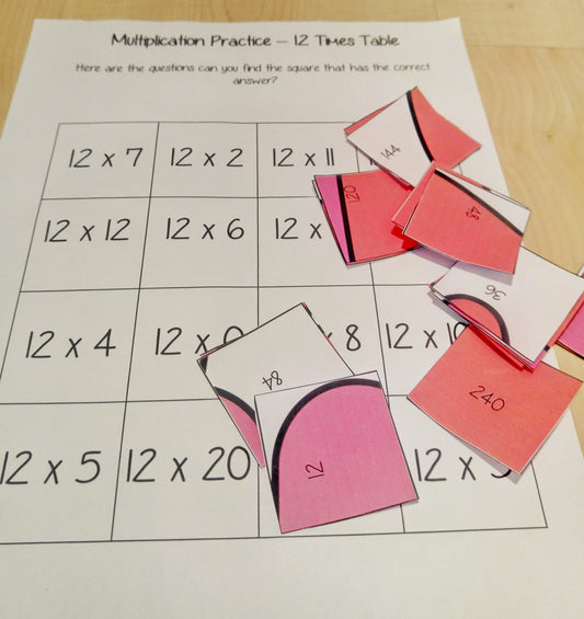 Christmas Themed Independent Multiplication Revision Sheets 12x No Prep independent revision activity for the twelve times tables. Children have to cut out and stick the correct answer to the question square, when the correct squares are all in place a christmas themed picture will be revealed. #teachmultiplication #revisemultiplication #twelvetimestables #noprep #mathsworksheets