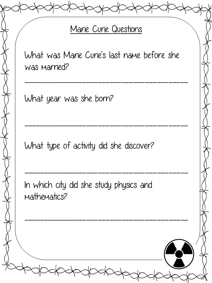 Marie Curie Workbook