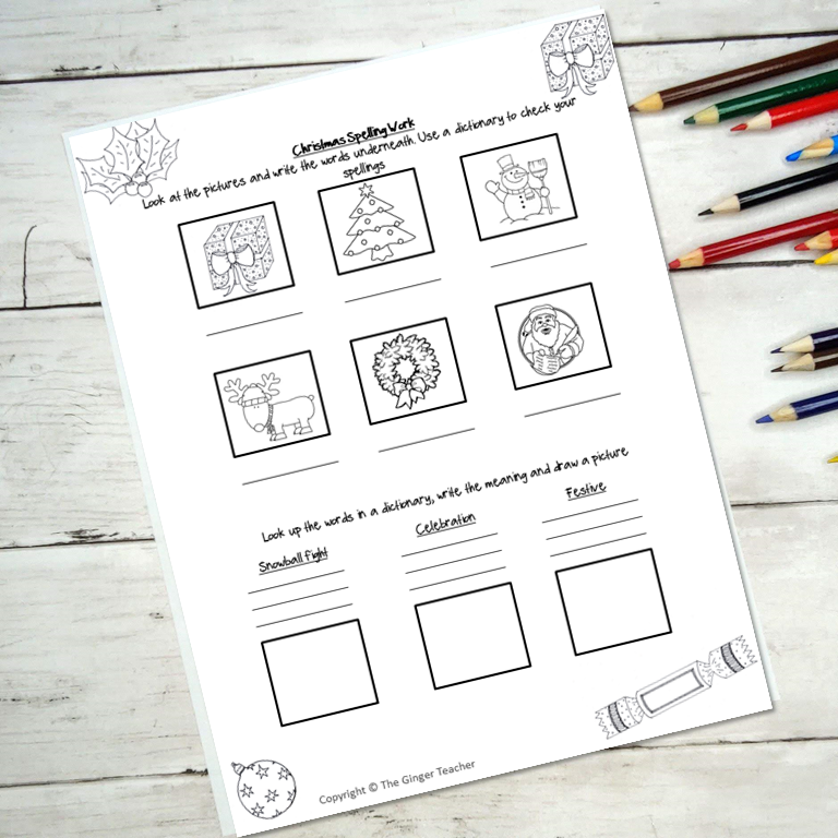 christmas grammar sheets