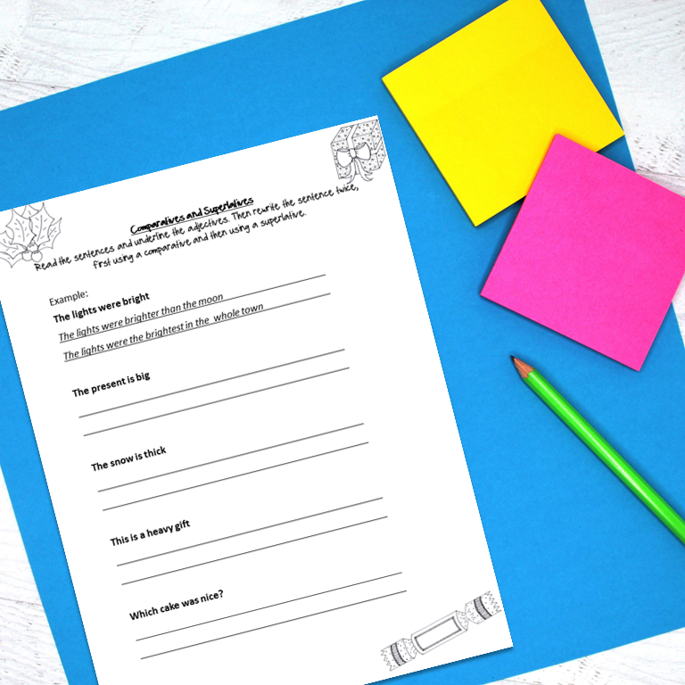 christmas grammar worksheets