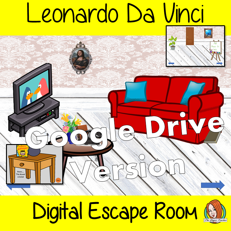 Leonardo Da Vinci Digital Escape Room Teach children about Leonardo Da Vinci with this fun digital escape room. Children will need to look around the room and learn facts about Da Vinci to solve the puzzles and eventually escape the room. This is a Google Drive file.