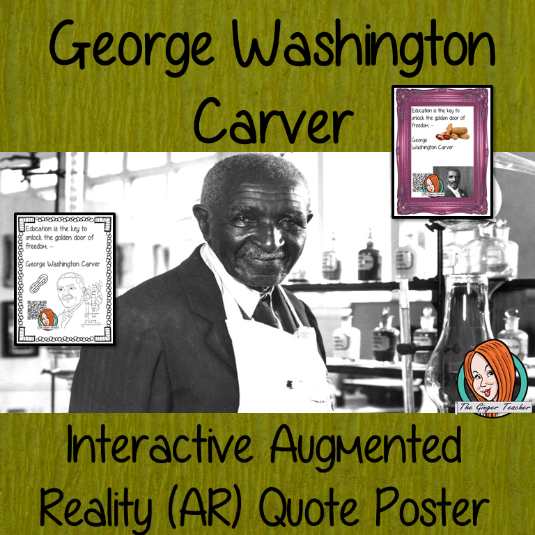 George Washington Carver Interactive Quote Poster Augmented Reality (AR) interactive quote poster This poster can be printed and used in your classroom access the augmented reality aspects of this poster with the free Metaverse app. George Washington Carver will appear in your classroom to give your kids extra facts and a short task. Included are two posters one color and one black and white with AR codes for interactive content #blackhistorymonth #blackhistory #georgewashingtoncarver