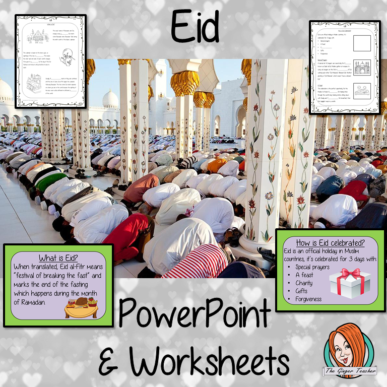 Eid PowerPoint and Worksheets This download teaches children about Eid in one complete lesson. There is a detailed 21 slide PowerPoint on the festival of Eid, fun Eid facts, details about how the date of Eid is decided and how it is celebrated. There are also differentiated, 5 page, worksheets to allow students to demonstrate their understanding. This pack is great for teaching kids all about this religious festival in your classroom. #teaching #eid #reteaching