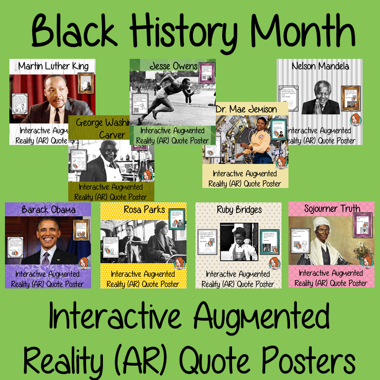 Black History Month Interactive Quote Posters Augmented Reality (AR) interactive quote posters These posters can be printed and used in your classroom access the augmented reality aspects of posters download the free Metaverse AR (augmented reality) app. Characters will appear in your classroom to give your kids extra facts and an opportunity to hear speechs #blackhistorymonth #blackhistory