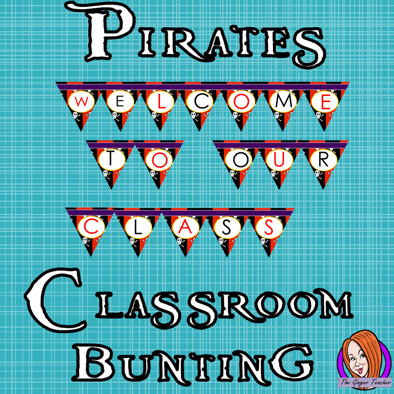 Pirate Themed Classroom Bunting This download includes fun pirate themed classroom bunting. These are great for teachers and kids to have a pirate room and add extra pirate to your room. #classroomthemes #teachingideas #pirateclassroom