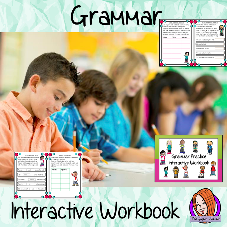 Interactive Grammar Workbook to teach and reinforce grammar principles. 12 page workbook to allow children to practice nouns, pronouns, proper nouns, verbs, adjectives, passive active sentences, synonyms, antonyms, strong and weak verbs, prefixes, suffixes and tenses. This book can be used as individual pages or workbook. Children can cut and stick or if preferred this can use be made into a reusable book. #teaching #grammar #spag #spelling #punctuation #lessons #planning #english
