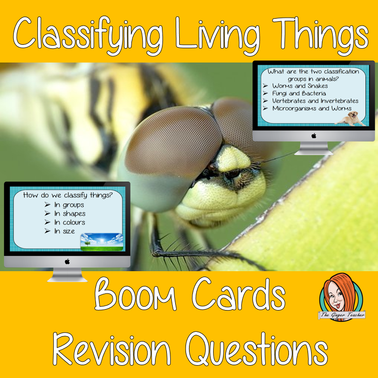 Classifying Living Things Revision Questions This deck revises children’s knowledge of Classifying Living Things. There are multiple choice revision questions to check children’s understanding. These question cards are self-grading and lots of fun!