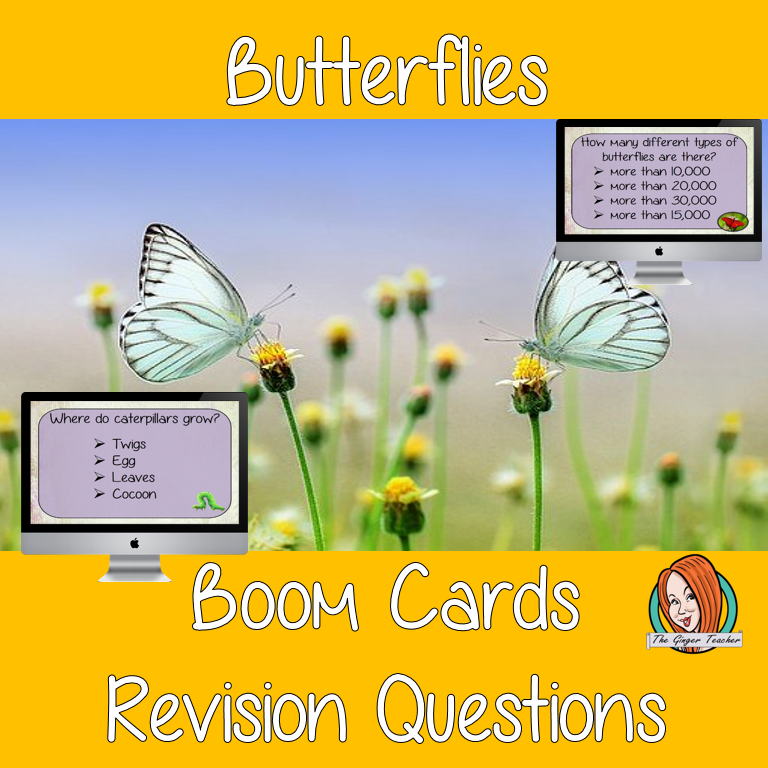 Butterflies Revision Questions This deck revises children’s knowledge of Butterflies. There are multiple choice revision questions to check children’s understanding. These question cards are self-grading and lots of fun!
