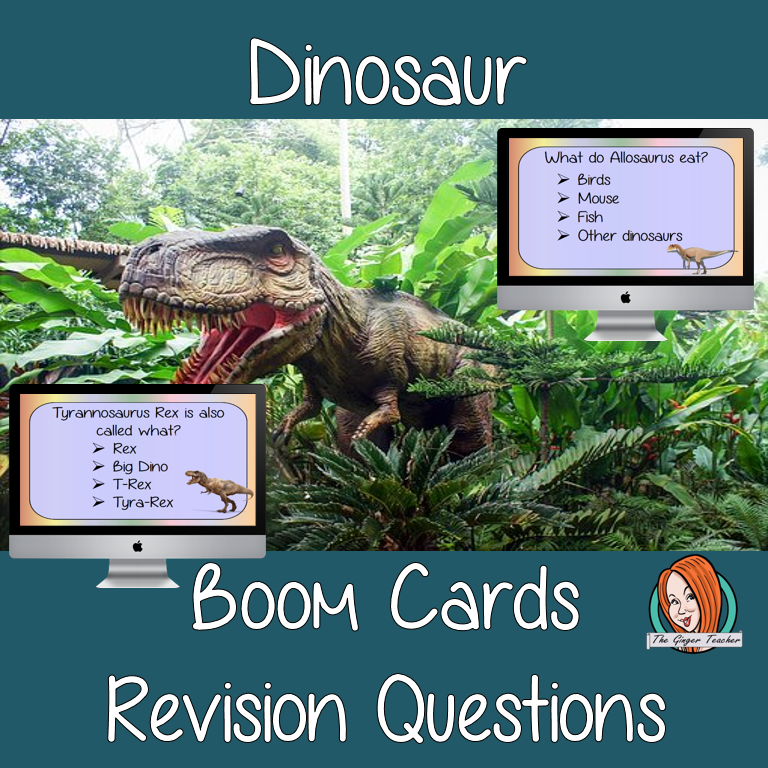 Dinosaur Revision Questions This deck revises children’s knowledge of Dinosaur. There are multiple choice revision questions to check children’s understanding. These question cards are self-grading and lots of fun!