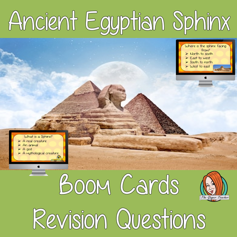 Ancient Egyptian Sphinx Revision Questions This deck revises children’s knowledge of Ancient Egyptian Sphinx. There are multiple choice revision questions to check children’s understanding. These question cards are self-grading and lots of fun!