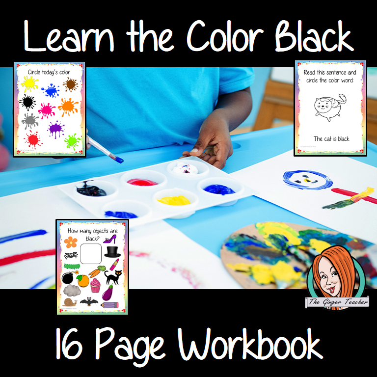 Color ‘Black’ 16 Page Workbook Help your children practice recognizing and writing the color black, with 16 pages of activities to select and color. The 16 pages contain, object coloring, tracing, spelling the color word and picking out the black objects.