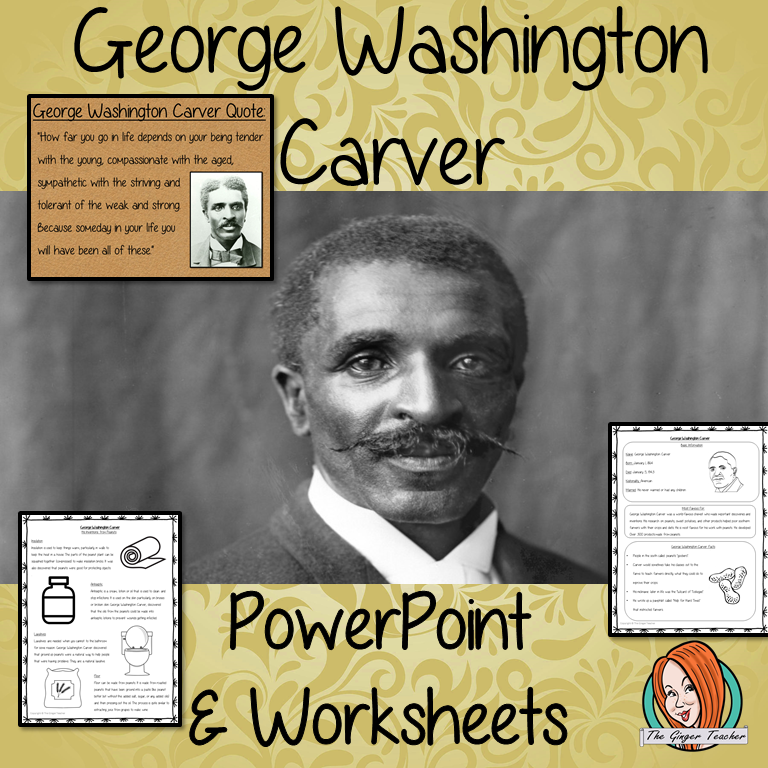 George Washington Carver PowerPoint and Worksheets Lesson Fun history lesson to teach children. Perfect for Black History Month in your classroom, make teaching about his inventions and black history fun and engaging. Great lesson with many facts and activities for your kids to enjoy. his most famous inventions and wonderful quotes. #lessonplanning #teaching #resources #historylessons #historyplanning #georgewashingtoncarver #blackhistorymonth