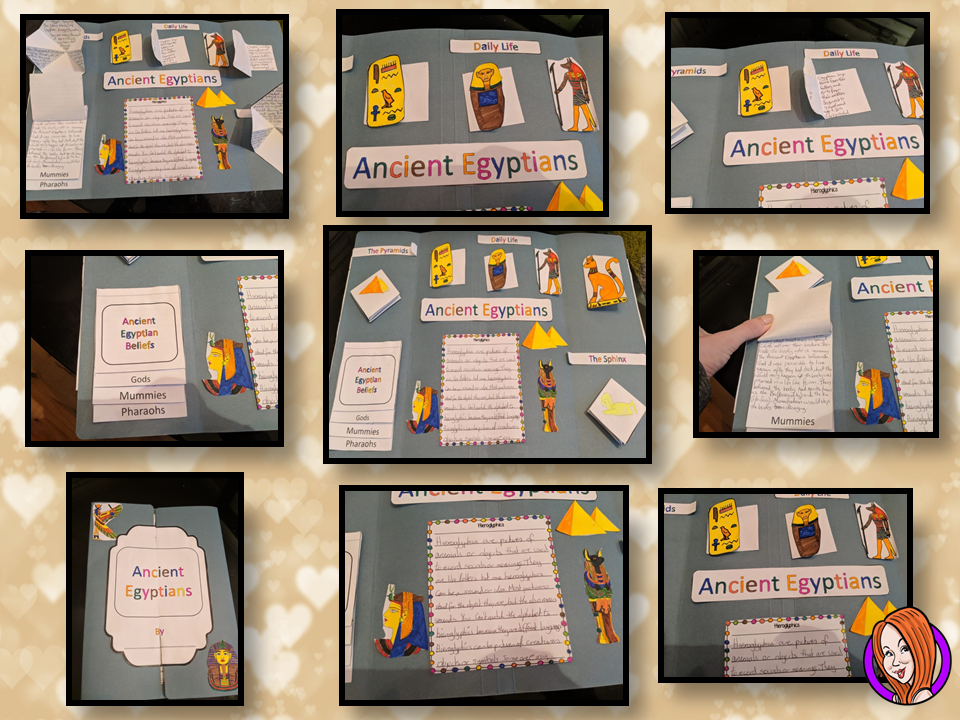 Ancient Egyptian Complete History Lesson A lesson for children about the Ancient Egyptians. Learn about pyramids, Pharaohs, mummies, gods, hieroglyphics and the Sphinx. There are two detailed PowerPoints to teach understanding. Kids create an information board using fun foldables and information sheets. Everything needed for this classroom lesson is included #lessonplanning #ancientegyptians #egyptians #teaching #resources #historylessons #historyplanning