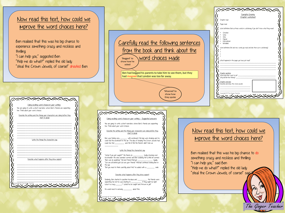 Making Exciting Word Choices; Complete Lesson  – Gangsta Granny