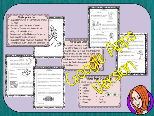 Distance Learning Shakespeare Google Slides Lesson The 23rd of April is Shakespeare’s Day! This lesson includes a detailed 21 slide presentation explaining all about Shakespeare. It covers the important parts of his life; who he actually was; interesting facts about him; brief summary of his most famous plays and the words he gave to the English language. This is the Google Slides version of this lesson!