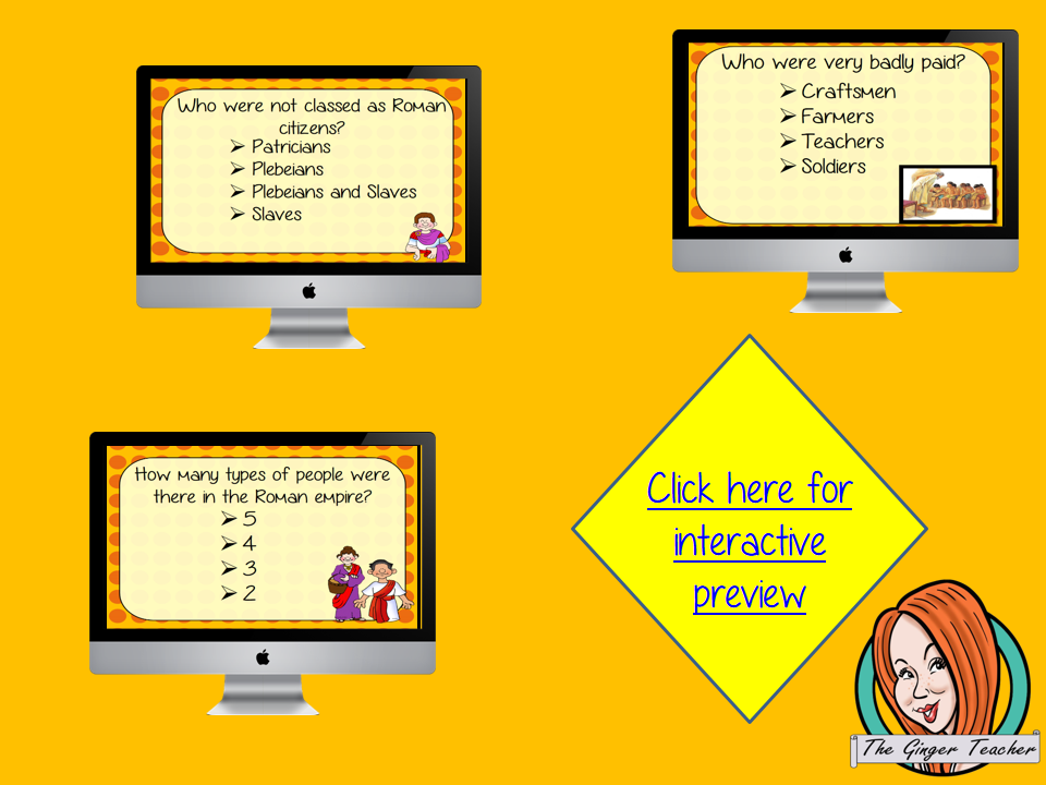 Ancient Roman Daily Life Revision Questions  This deck revises children’s knowledge of Ancient Roman Daily Life. There are multiple choice revision questions to check children’s understanding. These question cards are self-grading and lots of fun!