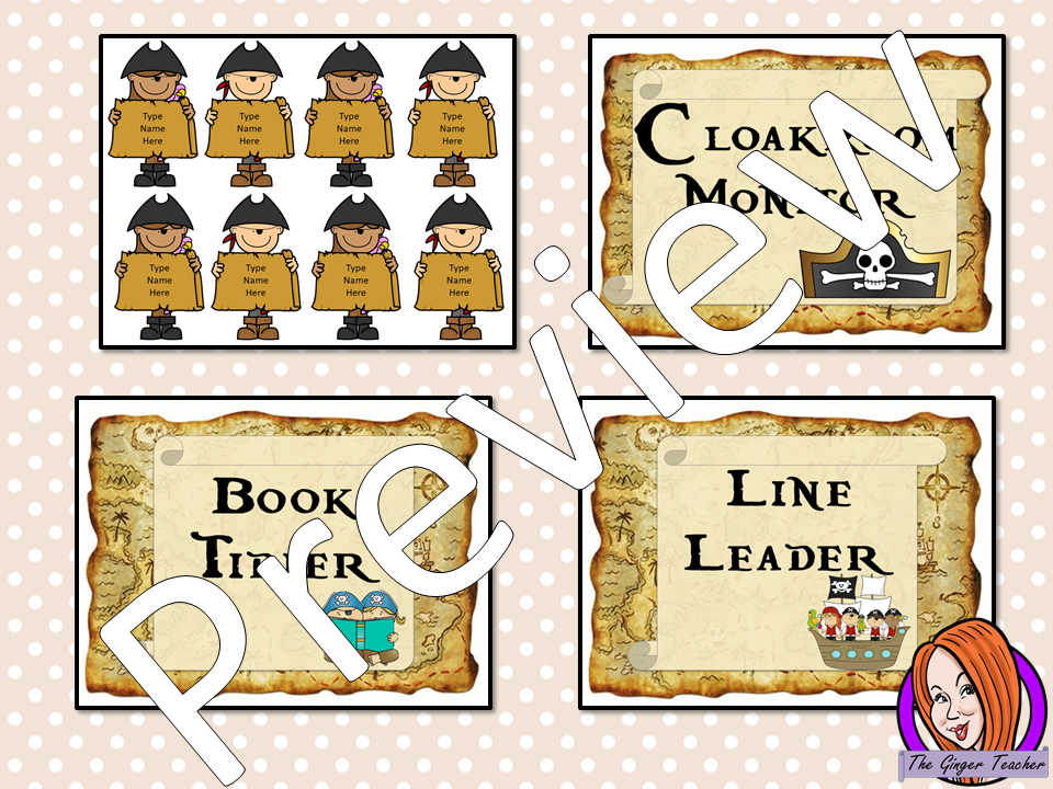 Pirate Classroom Jobs Display This download includes a fun pirate themed classroom jobs display for your classroom. These are great for teachers and kids to have a pirate room and give children responsibility in their classrooms. This download includes: - Jobs display banner - Editable pirate names - Instructions for all - 18 classroom job posters #classroomthemes #teachingideas #pirateclassroom