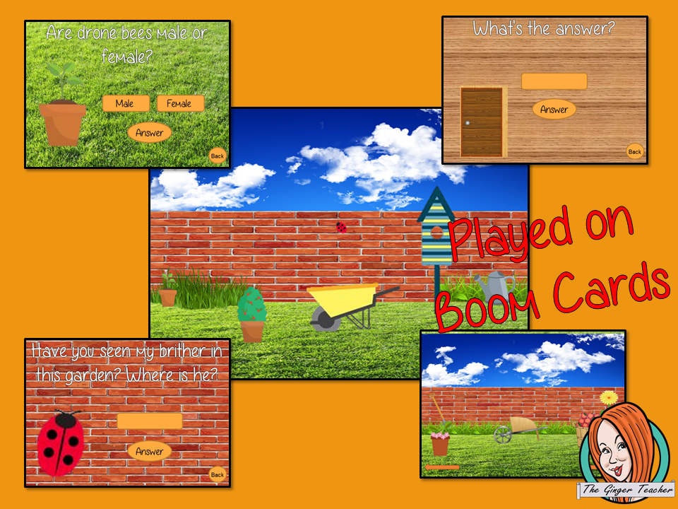 Bees escape Room Children can learn and practice bee facts with this fun digital escape room. Children will need to explore the garden world answer questions and collect information to solve the puzzles and eventually escape. No printing required This game uses Boom Cards and you will need a Boom card account to play it which is free