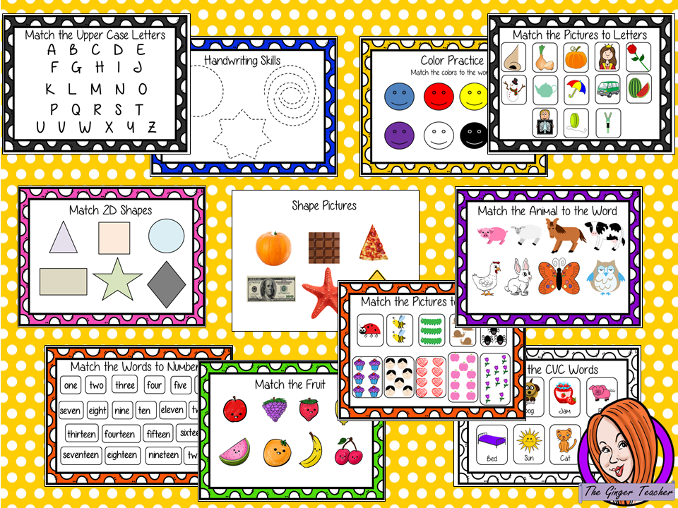 Early Years Workbook & Activities EYFS, Kindergarten This maths phonics writing reading resource is 50 page book to develop children’s daily skills for preschool or special needs. Learning include matching letters numbers colors animals fruit. There are pages to help with handwriting & reading of CVC words. Great for classroom or home learning. This is great to encourage thinking about words, numbers and colors, to help remember the alphabet and encourage creative development.