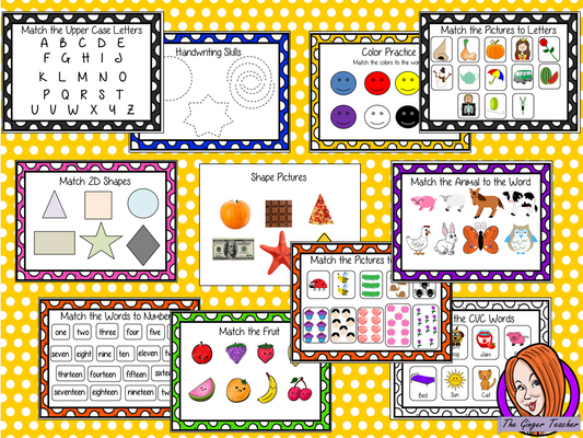 Early Years Workbook & Activities EYFS, Kindergarten This maths phonics writing reading resource is 50 page book to develop children’s daily skills for preschool or special needs. Learning include matching letters numbers colors animals fruit. There are pages to help with handwriting & reading of CVC words. Great for classroom or home learning. This is great to encourage thinking about words, numbers and colors, to help remember the alphabet and encourage creative development.