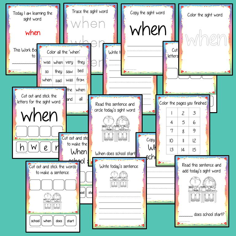 Sight word ‘what’ 15 page workbook. Contains pages to learn the fry sight word ‘what’, for learning the high frequency words. Contains handwriting practice, word practice, spelling and use in sentences. #sightwords # frywords #highfrequencywords