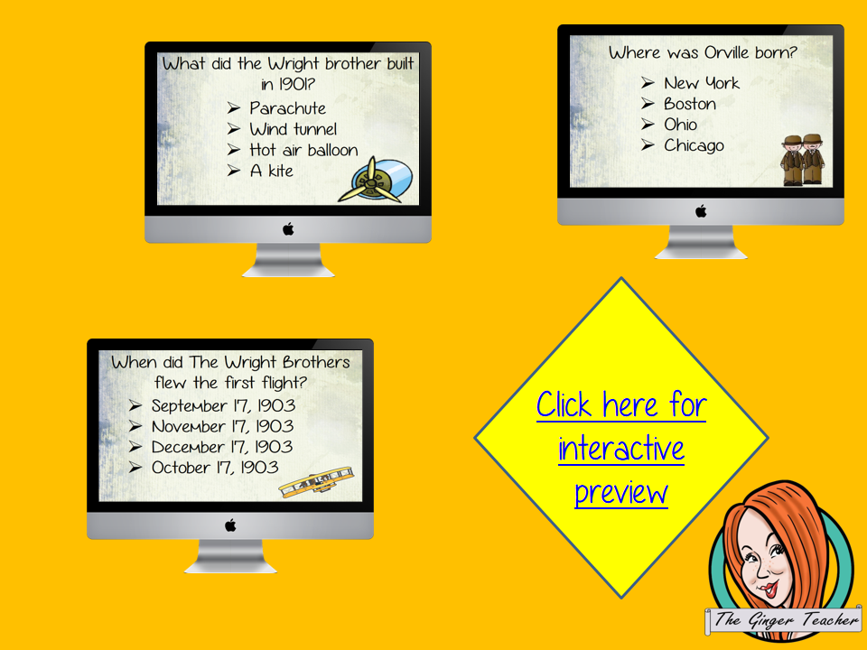 The Wright Brothers Revision Questions This deck revises children’s knowledge of the Wright Brothers. There are multiple choice revision questions to check children’s understanding. These question cards are self-grading and lots of fun!