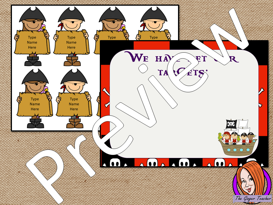 Pirate Classroom Targets Board This download includes a fun pirate themed classroom targets board for your children to record their progress. These are great for teachers and kids to have a pirate room and give children responsibility for their own targets. This download includes: - Editable pirate names - Instructions - Targets board #classroomthemes #teachingideas #pirateclassroom