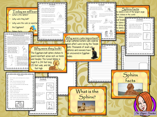 Ancient Egyptian The Sphinx - Complete History Lesson a complete resources lesson to teach children about the Sphinx in Ancient Egypt. The children will learn what the Sphinx is, why the Egyptians built them and why cats were so important. There is a detailed PowerPoint 6-page worksheet to allow children to show their understanding, activity to create a fact sheet and a Sphinx word bank. #lessonplanning #ancientegyptians #egyptians #teaching #resources #historylessons #historyplanning