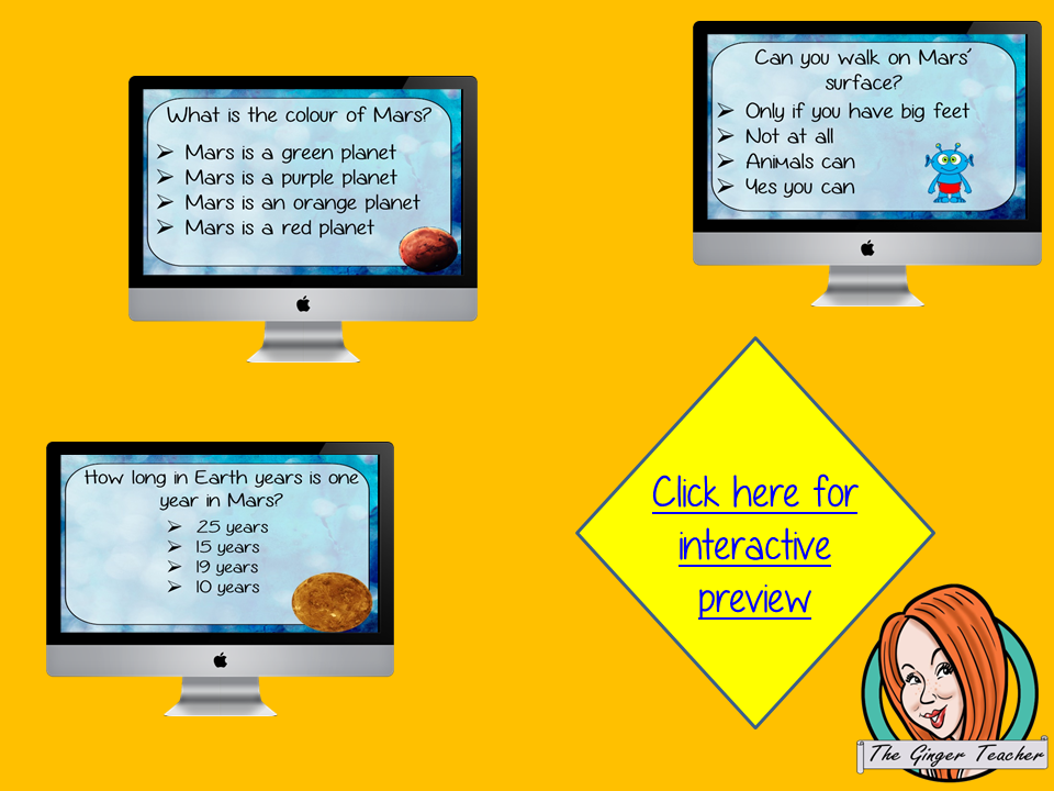 Planet Mars Revision Questions Boom Cards This deck revises children’s knowledge of the planet Mars. There are multiple choice revision questions to check children’s understanding. These question cards are self-grading and lots of fun!
