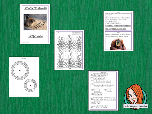 Try this escape room style game with your students today! This is a fun game that is perfect for teaching children about Endangered Animals. This game focuses on students finding out facts and information and using these to solve puzzles. This helps them to learn. This activity is great for the beginning of a topic to introduce information or at the end to recap. Students are trying to help an alien understand Endangered Animals and they must solve a series of clues, as well as decode different ciph
