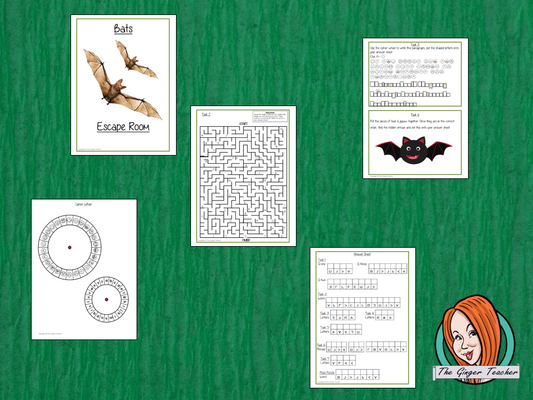 Bats Escape Room Game Try this escape room style game with your students today! This is a fun game that is perfect for teaching children about Bats. This game focuses on students finding out facts and information and using these to solve puzzles. This helps them to learn. This activity is great for the beginning of a topic to introduce information or at the end to recap. Students are trying to help an alien understand Bats and they must solve a series of clues, as well as decode different cipher