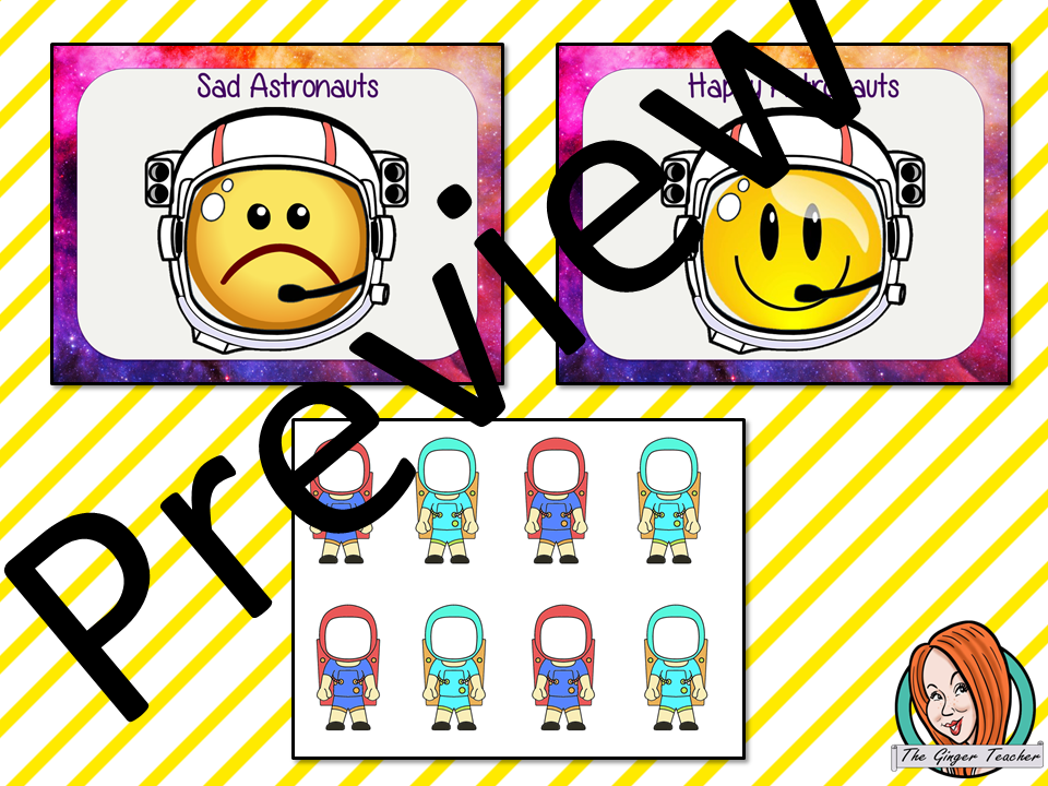 Outer Space Themed Emotion Boards Outer Space Themed Happy – Sad Emotion Boards This download includes fun space themed emption boards with editable astronaut names. These are great to complete your space themed classroom. This download includes: - Happy and Sad board - Editable astronaut names - Full instructions #classroomthemes #teachingideas #spaceclassroom