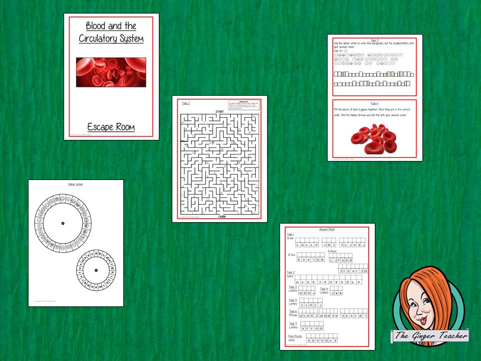 Blood and the Circulatory system Escape Room Game This is a fun game that is perfect for teaching children about the circulatory system. This game focuses on students finding out facts and information and using these to solve puzzles. This helps them to learn about blood