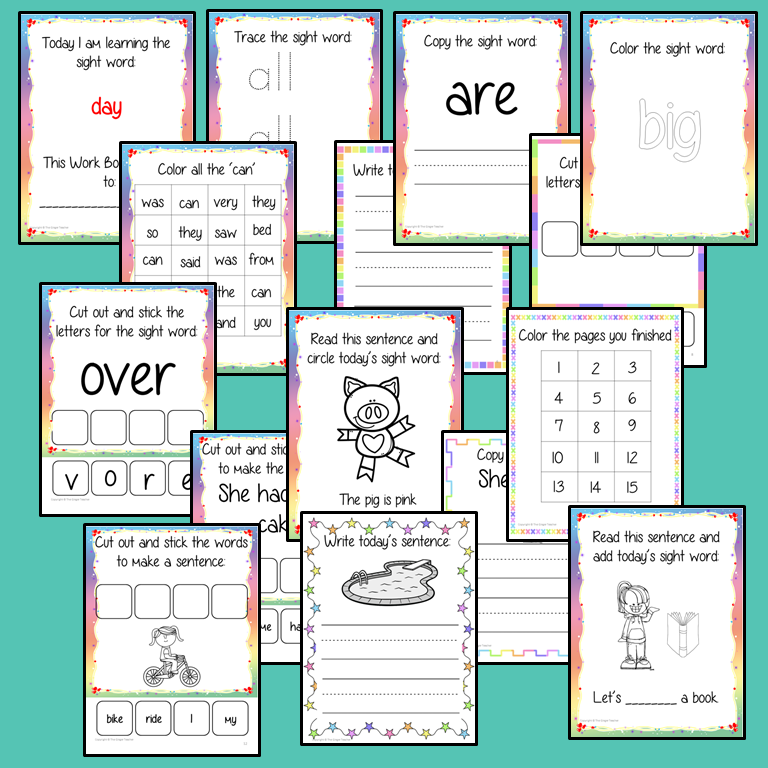 Sight Word Bundle Help your children practice their sight words with this huge bundle of workbooks, each workbook is 15 pages long and focuses on a different sight word. The 15 pages contain, handwriting practice, tracing and spelling the word and sentence reading and construction.. #sightwords # frywords #highfrequencywords