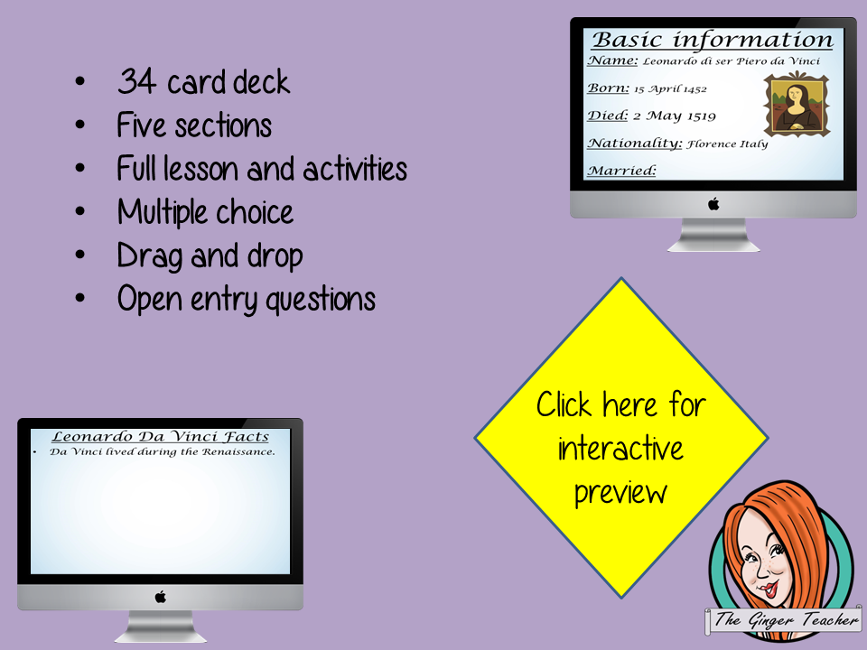Leonardo Da Vinci - Boom Cards Digital Lesson