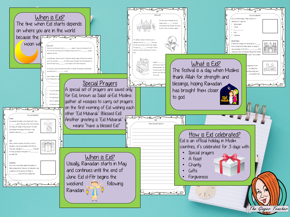 Eid PowerPoint and Worksheets This download teaches children about Eid in one complete lesson. There is a detailed 21 slide PowerPoint on the festival of Eid, fun Eid facts, details about how the date of Eid is decided and how it is celebrated. There are also differentiated, 5 page, worksheets to allow students to demonstrate their understanding. This pack is great for teaching kids all about this religious festival in your classroom. #teaching #eid #reteaching