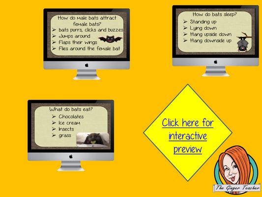 Bats Revision Questions This deck revises children’s knowledge of Bats. There are multiple choice revision questions to check children’s understanding. These question cards are self-grading and lots of fun!