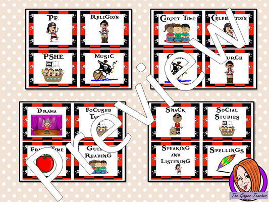 Pirate Classroom Visual Timetable This download includes a fun pirate themed classroom visual timetable. These are great for teachers and kids to have a pirate room and to support young or SEND children with changes. This download includes: - Timetable banner - Instructions - 76 visual timetable cards #classroomthemes #teachingideas #pirateclassroom