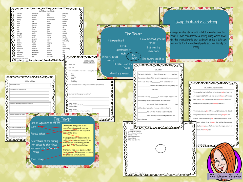 Complete Lesson on Writing Settings Related to Gangsta Granny by David Walliams. Complete lesson on writing story settings based on the 24th chapter of the book Gangsta Granny by David Walliams. Children read and discuss the chapter. There is a PowerPoint to explain good settings with examples and the elements broken down. Children can then plan and write their own settings independently. #lessonplans #bookstudy #teachingideas #readingactivities