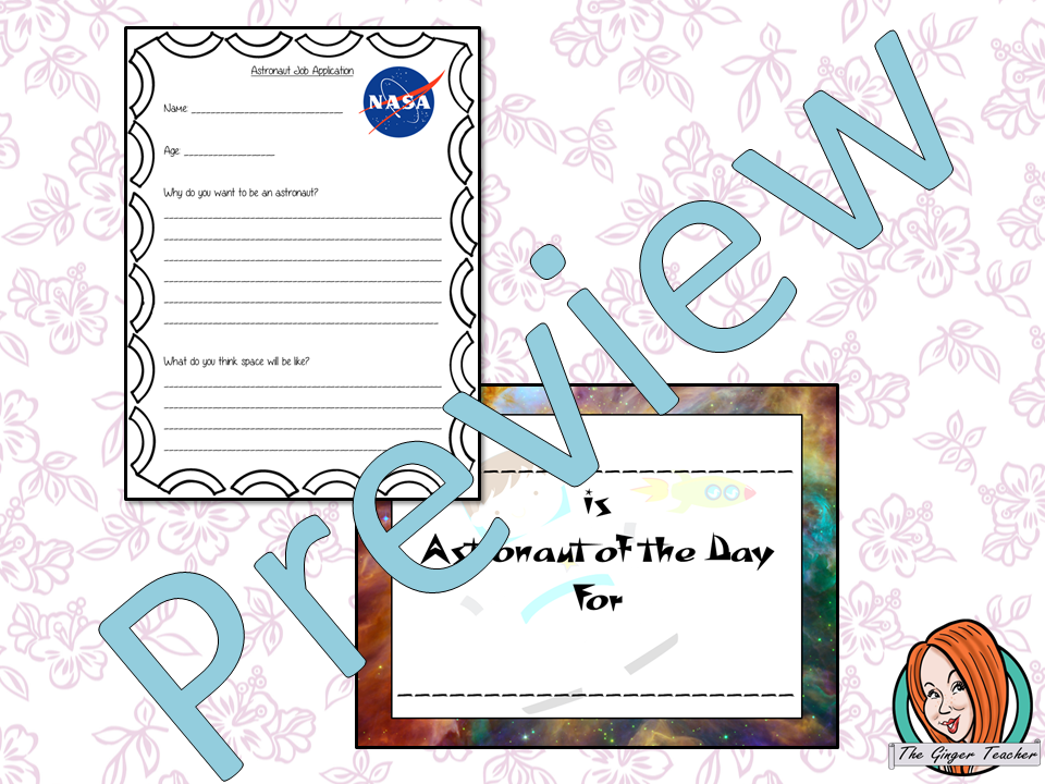 Astronaut of the Day Certificate and NASA Job Application This download includes a fun astronaut of the day certificate to reward hard working students and NASA Job Application to describe themselves or a fictional astronaut. These are great to complete your outer space themed classroom. #classroomthemes #teachingideas #spaceclassroom #outerspace #outerspaceclassroom