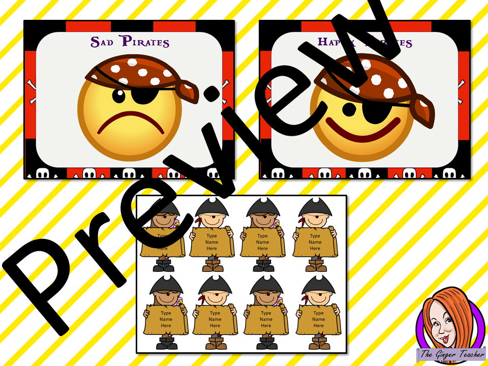 Pirate Themed Emotion Boards Pirate Themed Happy – Sad Emotion Boards This download includes fun pirate themed emption boards with editable pirate names. These are great to complete your pirate themed classroom. This download includes: - Happy and Sad board - Editable pirate names - Full instructions #classroomthemes #teachingideas #pirateclassroom