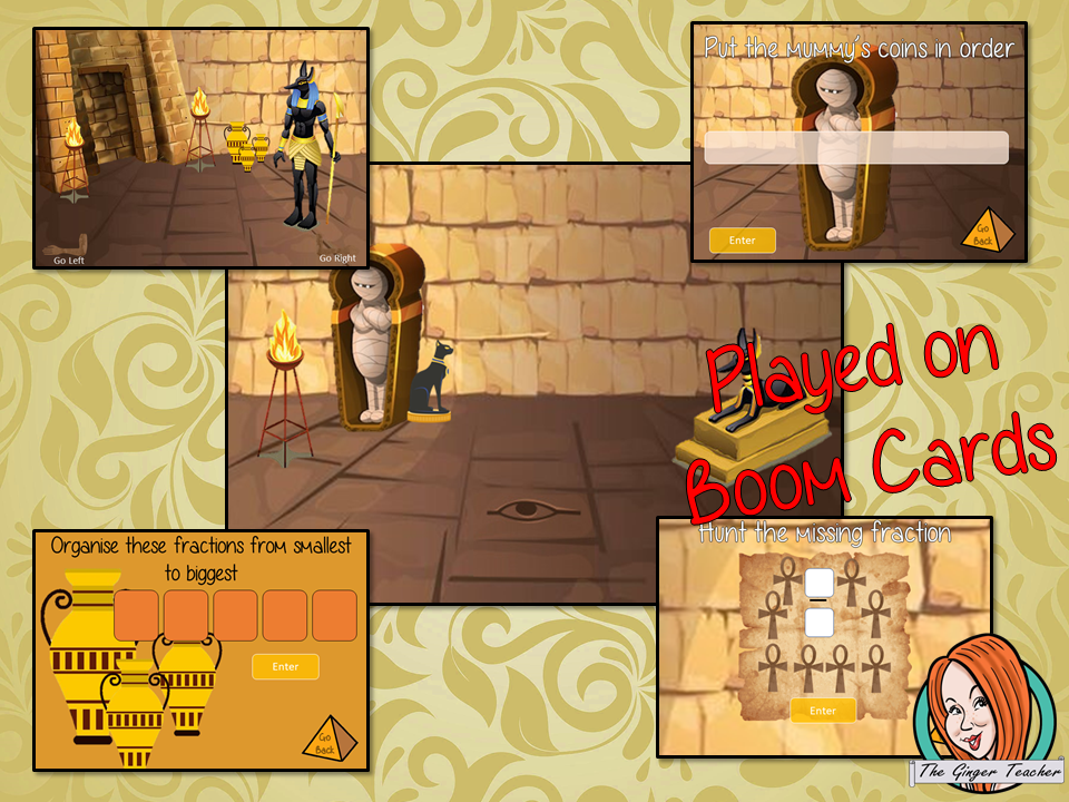 Fraction Practice Escape Room Children can practice fraction facts with this fun digital escape room. Children will need to explore the fraction pyramid answer questions and collect information to solve the puzzles and eventually escape the pyramid. No printing required This game uses Boom Cards and you will need a Boom card account to play it which is free