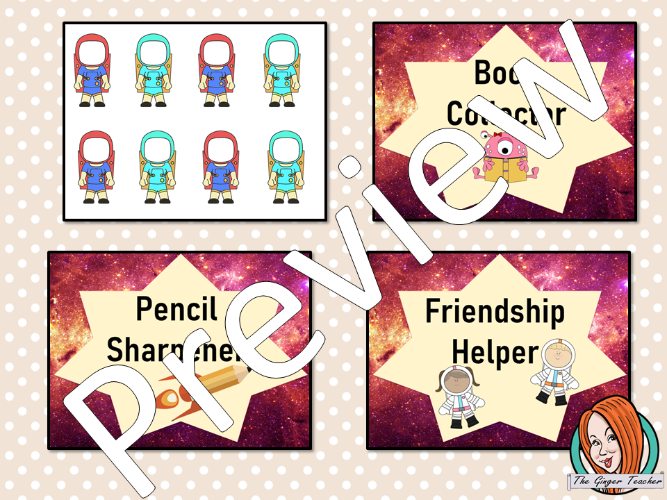 Outer Space Classroom Jobs Display This download includes a fun outer space themed classroom jobs display for your classroom. These are great for teachers and kids to have a space themed room and give children responsibility in their classrooms. This download includes: - Jobs display banner - Editable pirate names - Instructions for all - 18 classroom job posters #classroomthemes #teachingideas #spaceclassroom #outerspace