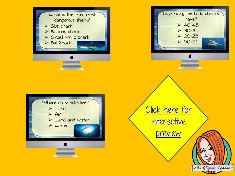 Sharks Revision Questions This deck revises children’s knowledge of Sharks. There are multiple choice revision questions to check children’s understanding. These question cards are self-grading and lots of fun!