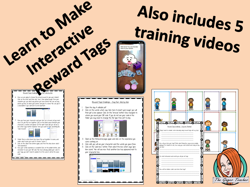 Interactive Reward Tags Training Challenge This 5 day challenge teaches you step by step how to create your own interactive, augmented reality reward tags.There are challenges to complete every day leading up to a complete set of finished tags. Each day also has a video where I explain in more detail the day’s challenge 5 days of email training 4 printable worksheets 2 editable reward tags 4 example rewards 5 training videos #augmentedreality #bragtags #rewardtag #awardtags