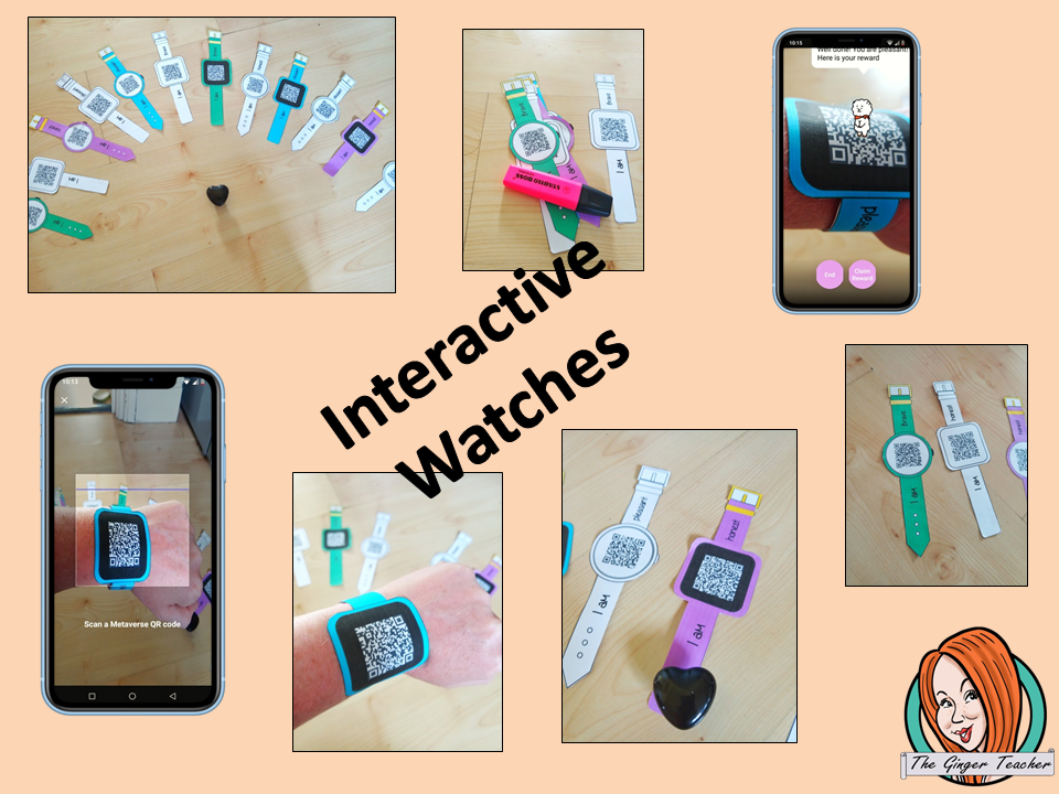 Character Traits Reward watches (Brag Tags) download the free Metaverse AR app Scan the code and a fun character will appear to congratulate the kids! Each tag has AR reward that the children collect also the option to take a reward selfie these reward watches can be printed and used in your classroom to encourage good character traits. They are great to give out to the children to create a fun classroom environment. #bragtags #rewardtag #awardtags #backtoschool