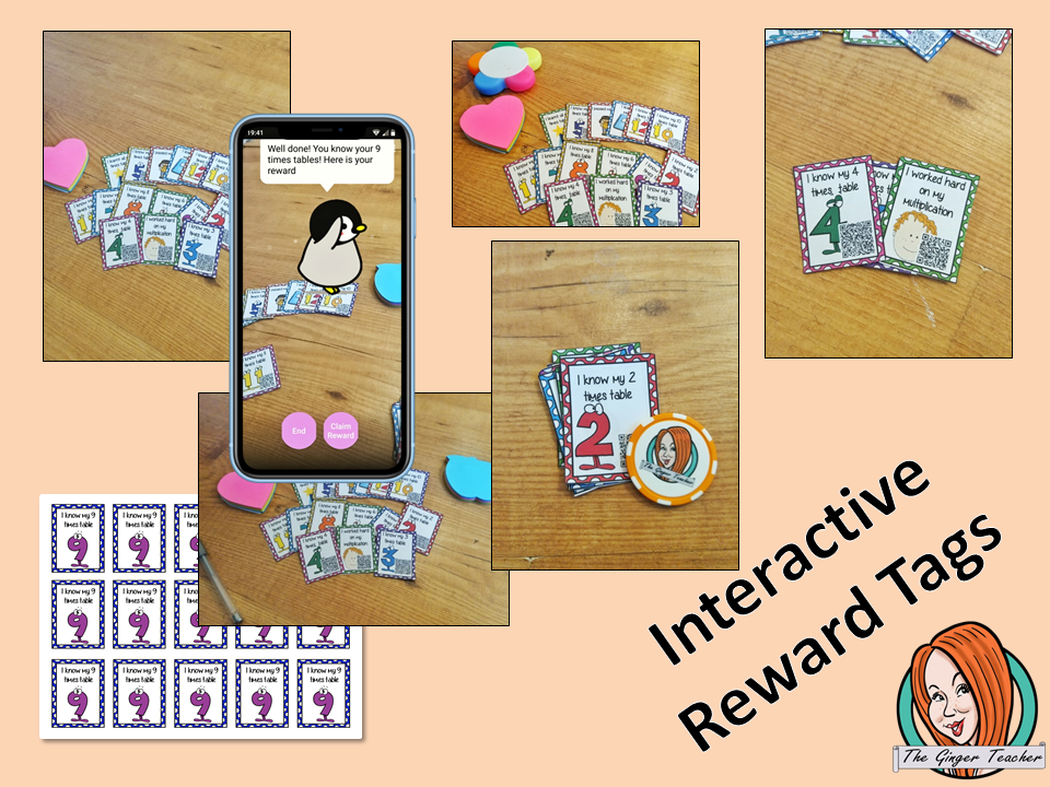 Interactive multiplication Reward Tags brag tags! These tags can be used in your classroom for behaviour management. If you want to promote good behavior of students brag tags! This is a whole class behaviour management system promotes good behaviour in class download the free AR (augmented reality) app and a fun character will appear in your classroom! Each tag has AR reward that collect also option to take reward selfie. #augmentedreality #bragtags #rewardtag #awardtags