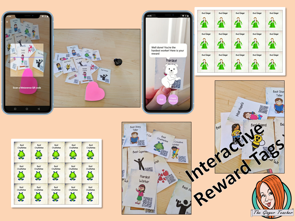 Classroom Awards interactive ar Reward Tags set One Brag tags Give you class something to brag about! These reward tags can be printed and used in your classroom for behaviour management. Children love to collect them all so they are a perfect behavior management system , although there is more to these tags than meets the eye! Scan the code and a fun character will appear in your classroom to congratulate the kids #bragtags #rewardtag #awardtags
